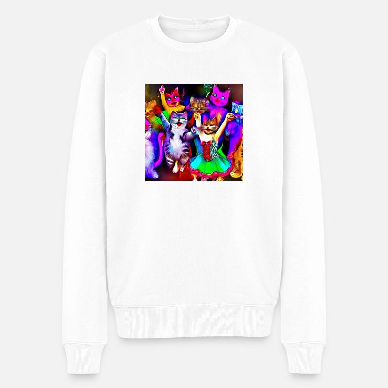 Katzenkarneval - Männer Premium Bio Pullover - Weiß