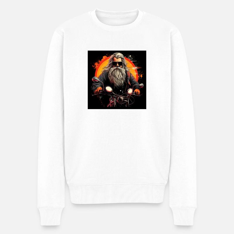 Old School Biker - Männer Premium Bio Pullover - Weiß