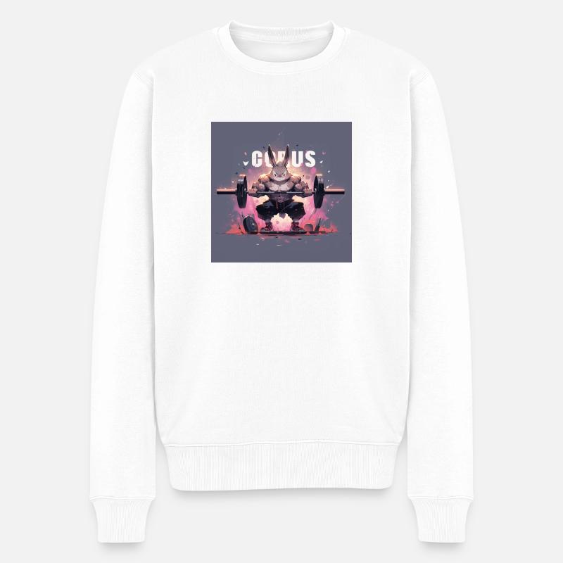 Lapin musculation - Pull Premium bio Homme - blanc