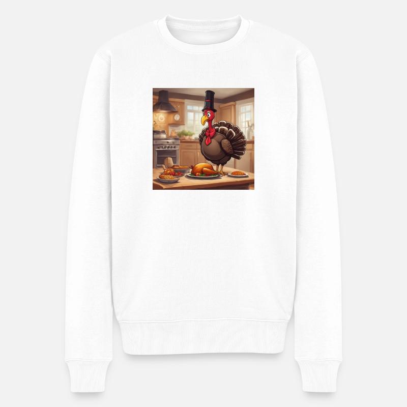 Dinde dans la cuisine - Pull Premium bio Homme - blanc