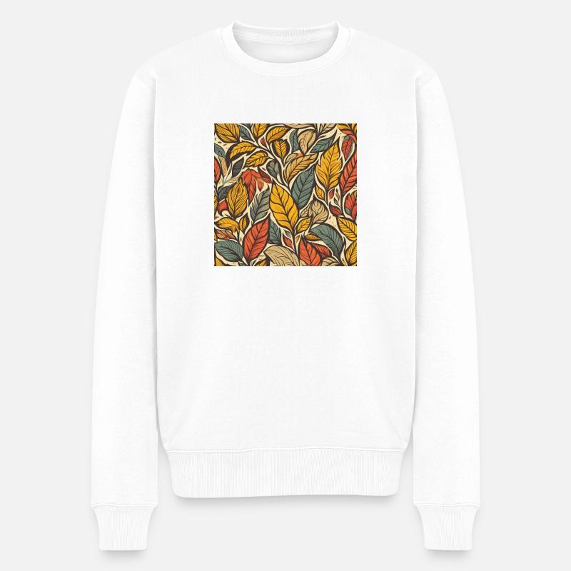 Buntes Herbst Laub - Männer Premium Bio Pullover - Weiß