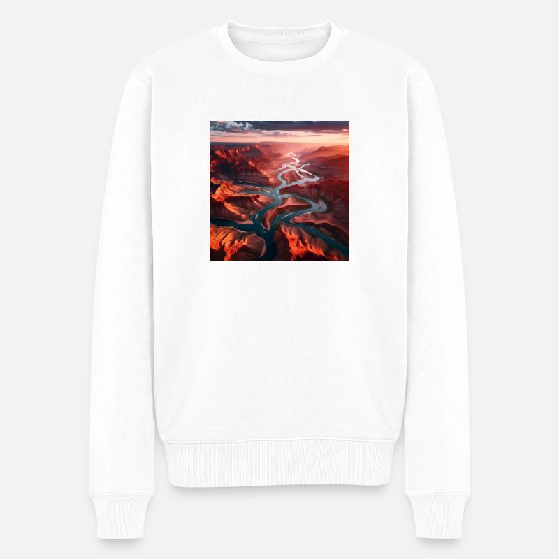 Fluss Landschaft - Männer Premium Bio Pullover - Weiß