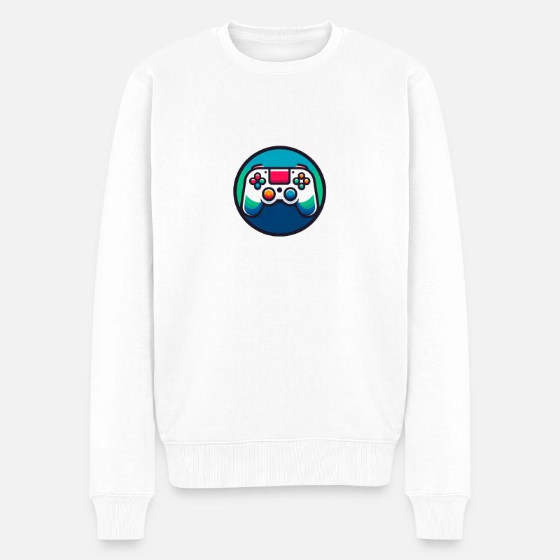 Spielcontroller - Männer Premium Bio Pullover - Weiß