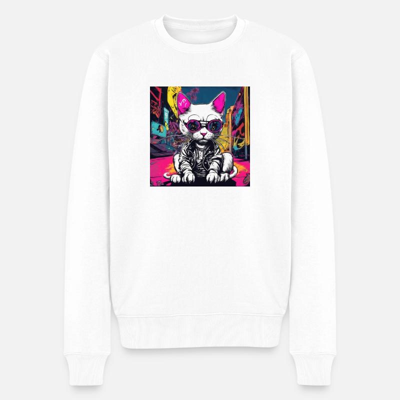 Chat à bascule - Pull Premium bio Homme - blanc