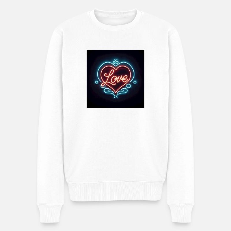 Neon Herz - Männer Premium Bio Pullover - Weiß