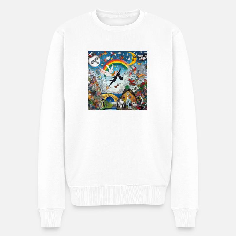 Patchwork-Chagall - Männer Premium Bio Pullover - Weiß