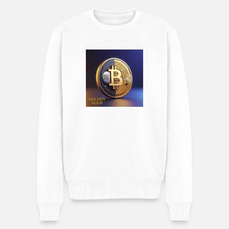 L’heure dorée du bitcoin - Pull Premium bio Homme - blanc