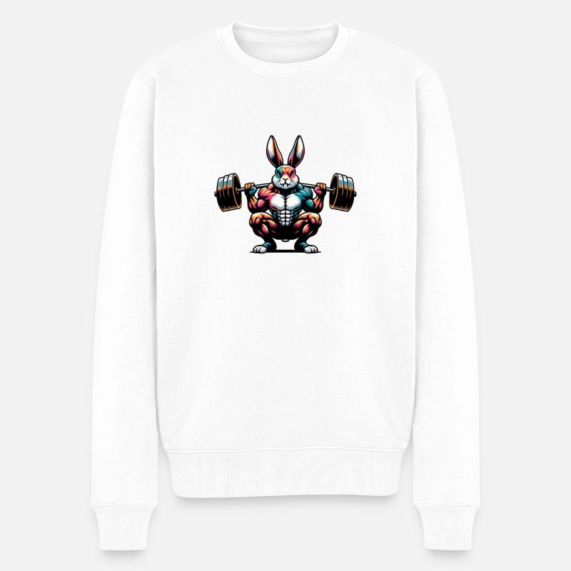 Squats Lapin - Pull Premium bio Homme - blanc
