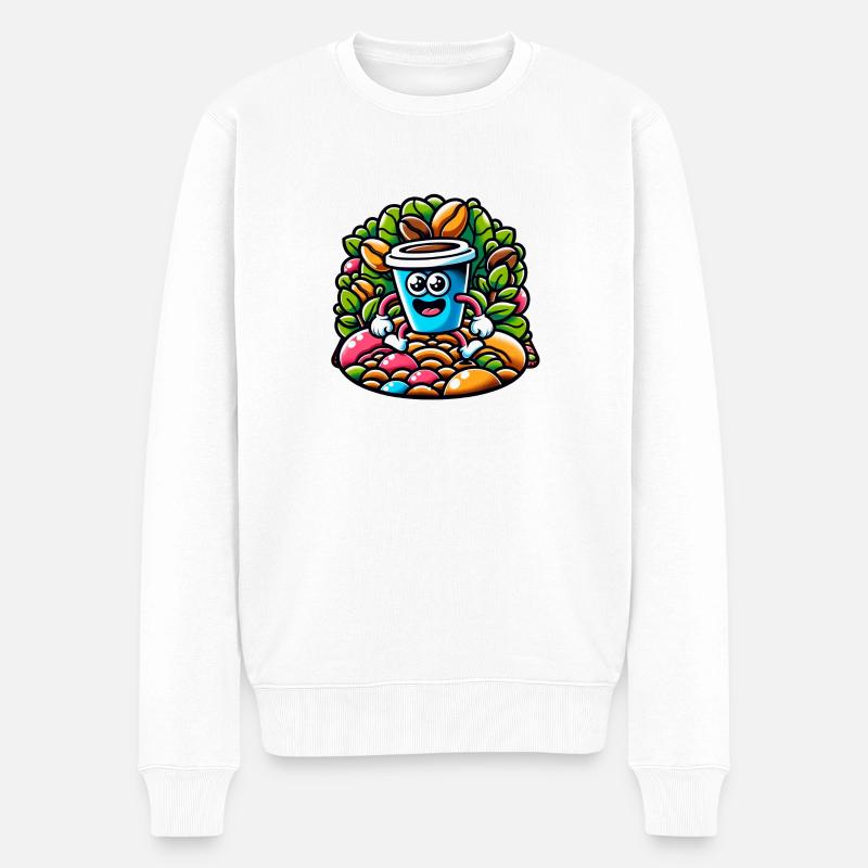 Kaffee Abenteuer! - Männer Premium Bio Pullover - Weiß