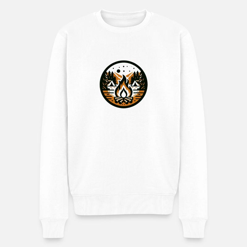Lagerfeuer im Wald - Männer Premium Bio Pullover - Weiß