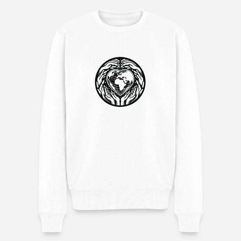 Eine Welt - Männer Premium Bio Pullover - Weiß