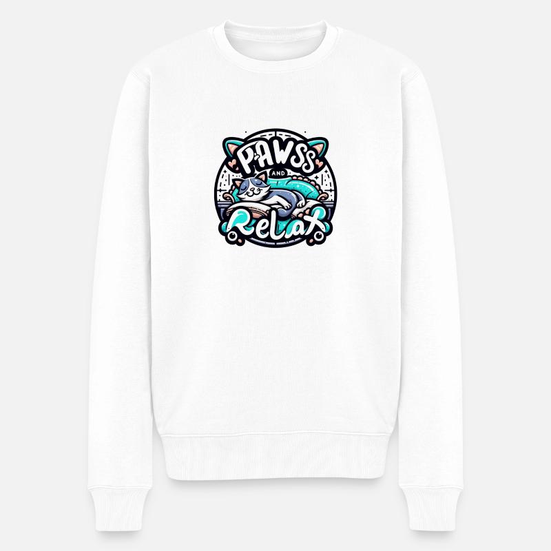 PAWSS & RELAX - Männer Premium Bio Pullover - Weiß