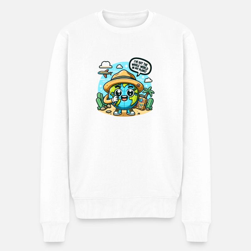 World In My Plans - Männer Premium Bio Pullover - Weiß