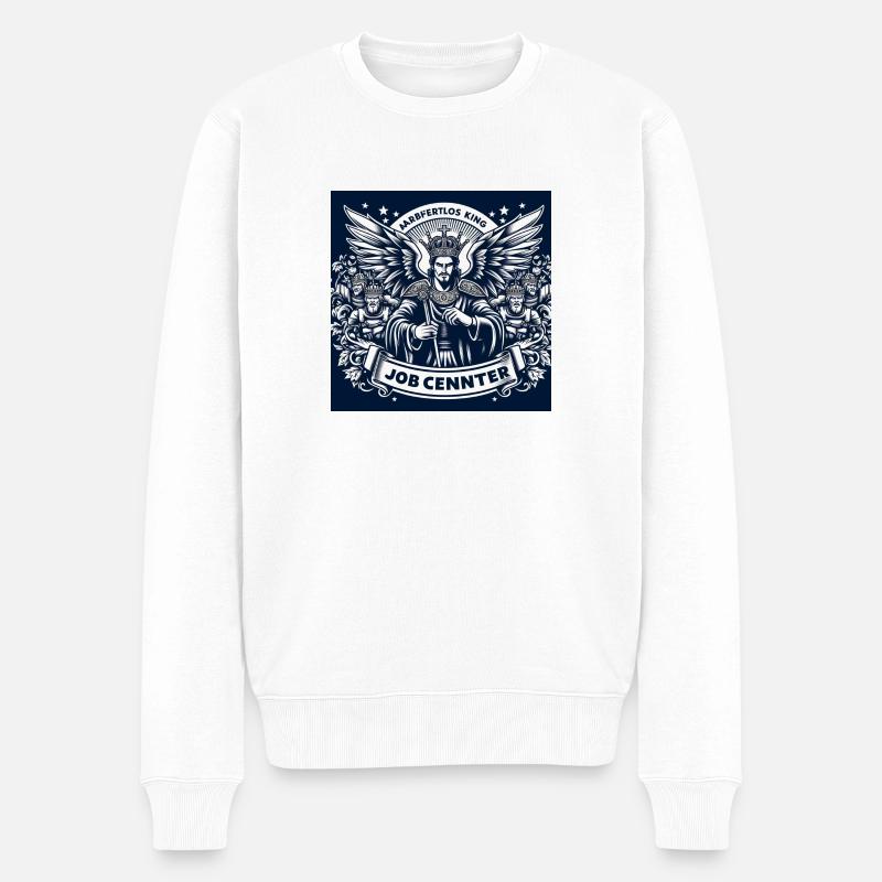 Arbeitslos King - Männer Premium Bio Pullover - Weiß