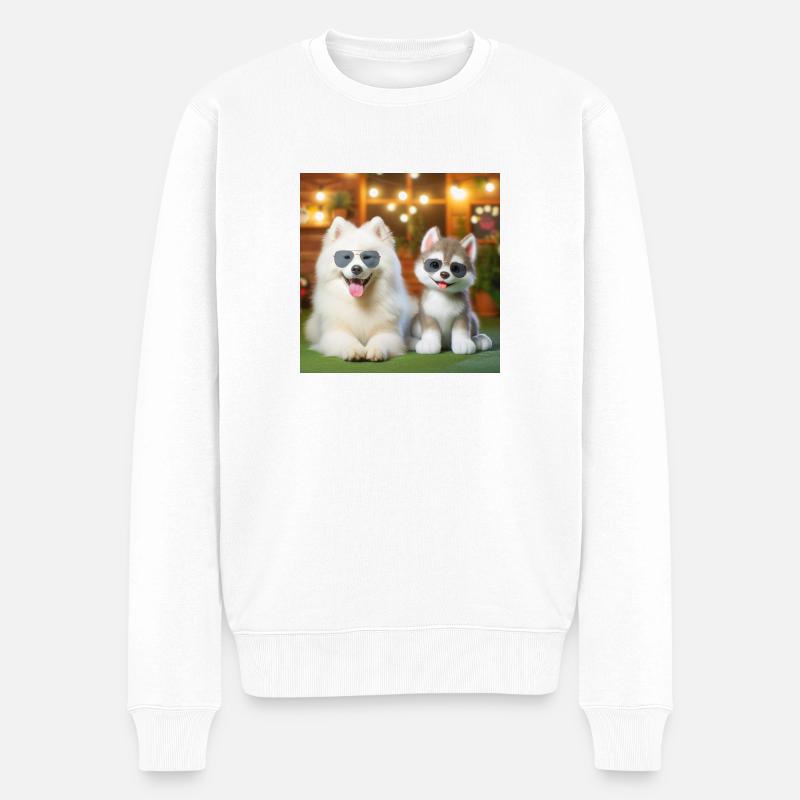 Samojed Gang - Männer Premium Bio Pullover - Weiß
