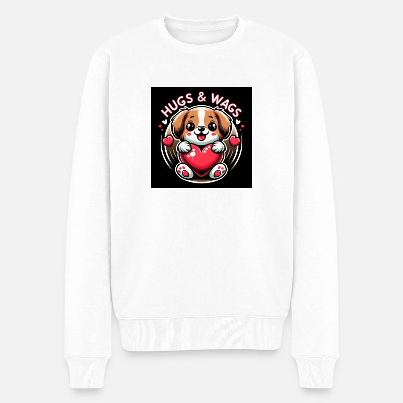 Puppy Heartbeats - Männer Premium Bio Pullover - Weiß