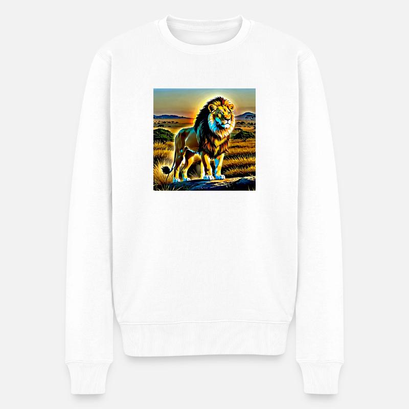 Löwe - Männer Premium Bio Pullover - Weiß