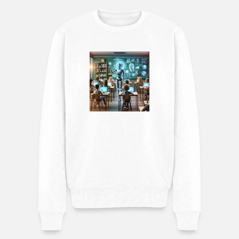 KI in der Bildung - Männer Premium Bio Pullover - Weiß