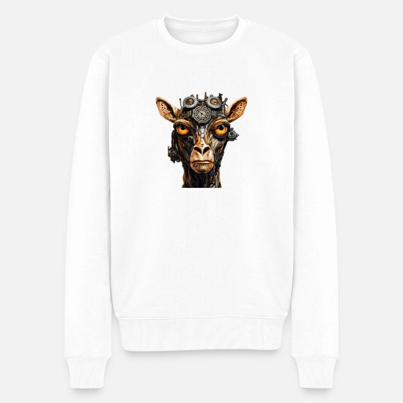 Steampunk-Giraffe - Männer Premium Bio Pullover - Weiß