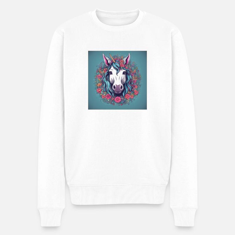 Fantasy Unicorn - Männer Premium Bio Pullover - Weiß