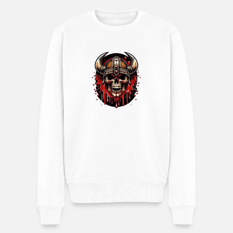 Purpurrote Hörner von Walhalla - Männer Premium Bio Pullover - Weiß