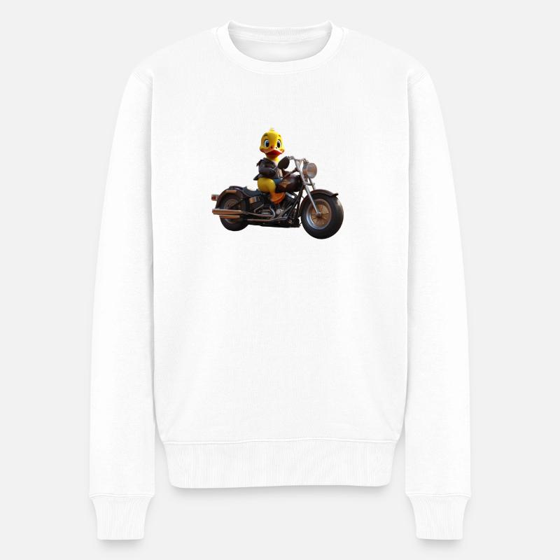 Motorrad Ente - Männer Premium Bio Pullover - Weiß