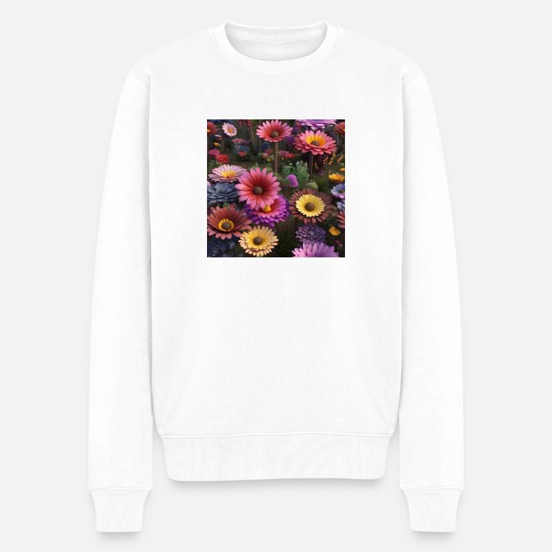 Blumen - Männer Premium Bio Pullover - Weiß