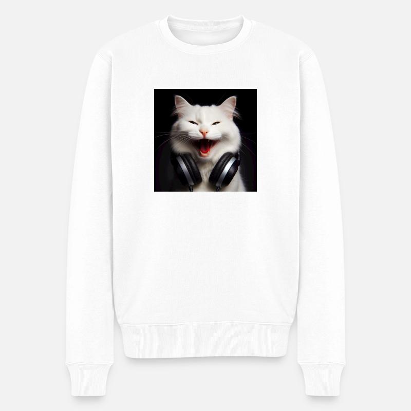 Musik Katze 3 - Männer Premium Bio Pullover - Weiß