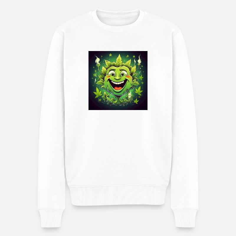 Weed Face - Männer Premium Bio Pullover - Weiß