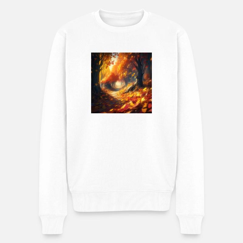 Herbstwelt - Männer Premium Bio Pullover - Weiß