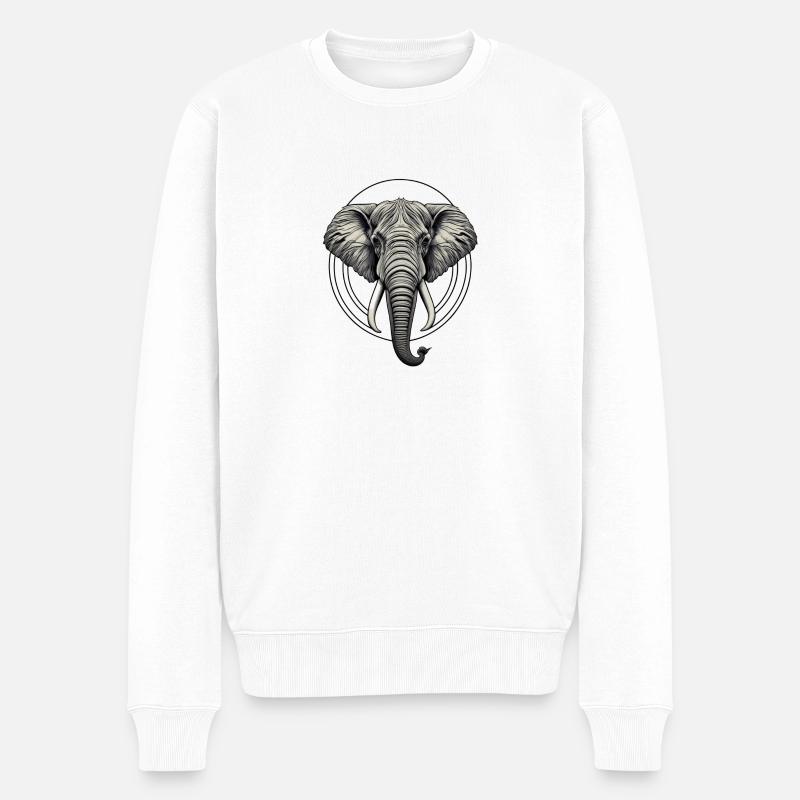 Elefantenkopf - Männer Premium Bio Pullover - Weiß