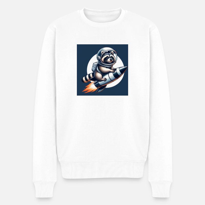 Raketen Waschbär - Männer Premium Bio Pullover - Weiß