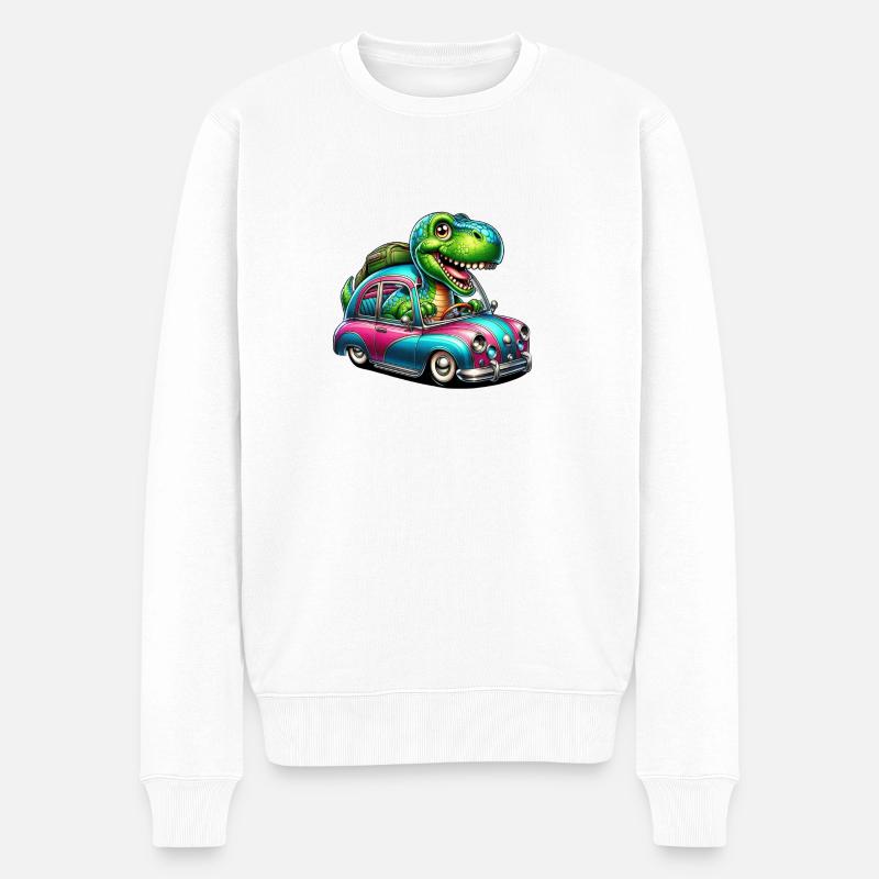 Auto Dino - Pull Premium bio Homme - blanc