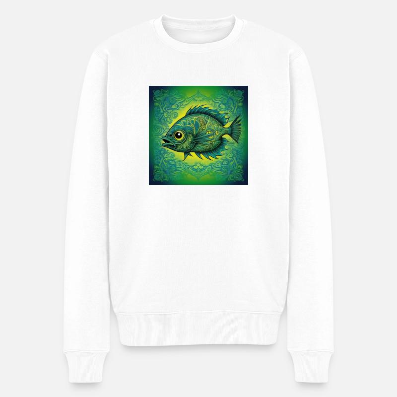Einzigartiger Fisch - Männer Premium Bio Pullover - Weiß