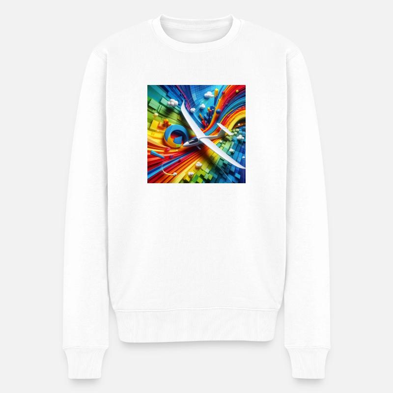 Modellflugzeug auf buntem Hintergrund - Männer Premium Bio Pullover - Weiß