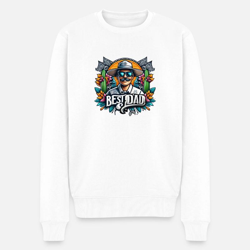 Bester Papa - Männer Premium Bio Pullover - Weiß