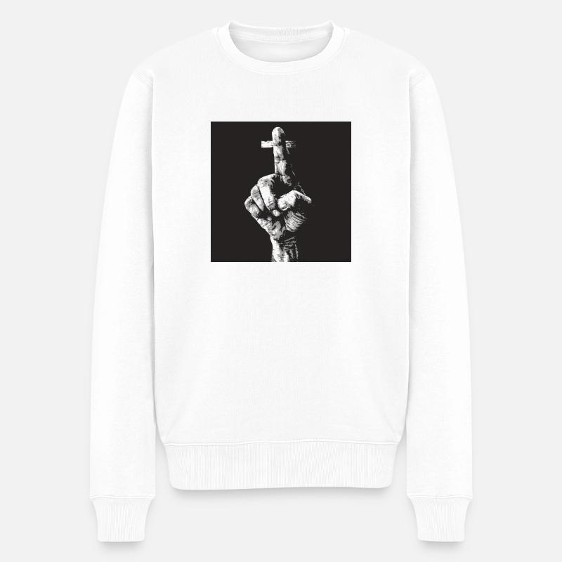 Cross finger - Männer Premium Bio Pullover - Weiß