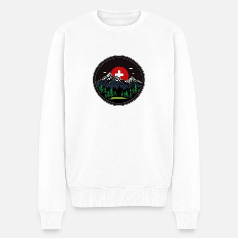 Schweizer Flagge - Männer Premium Bio Pullover - Weiß