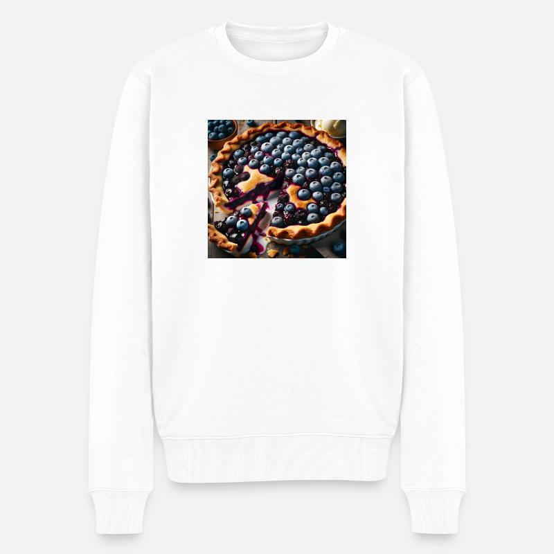 Blaubeer-Kuchen - Männer Premium Bio Pullover - Weiß