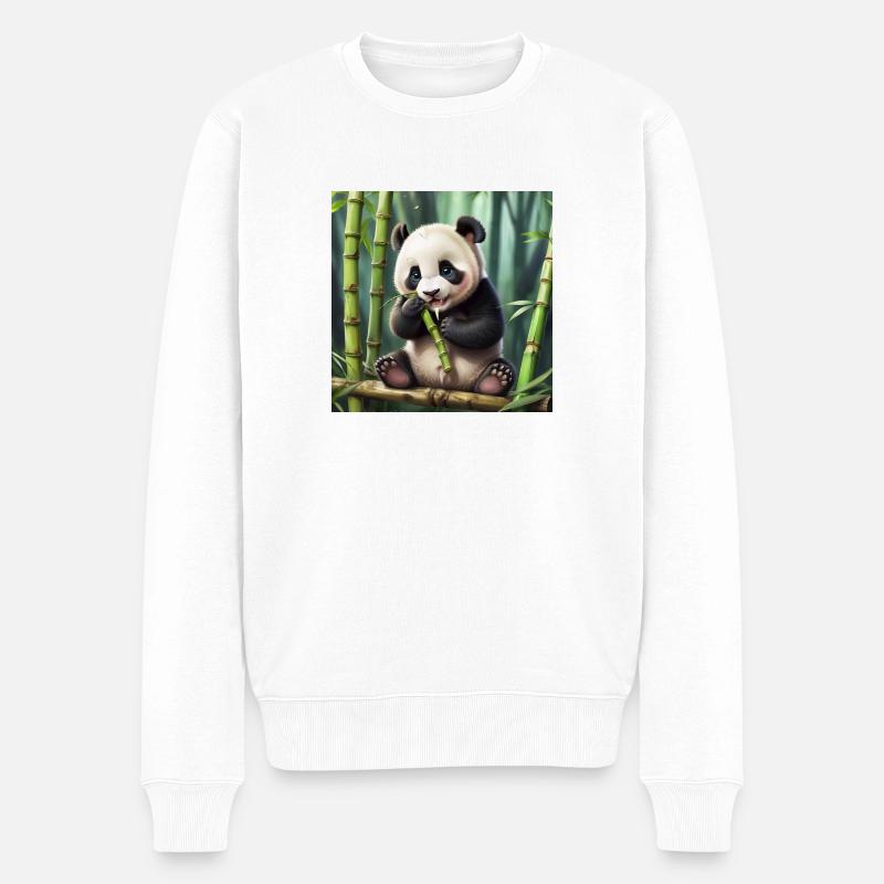 Panda - Männer Premium Bio Pullover - Weiß