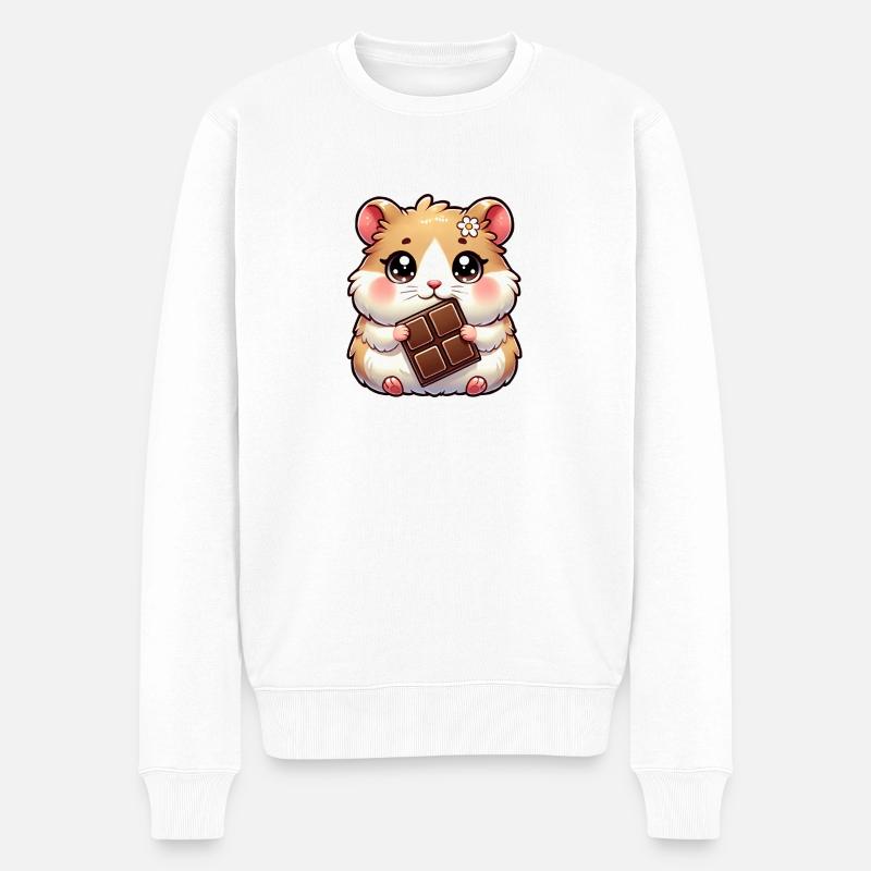Schoko Hamster - Männer Premium Bio Pullover - Weiß