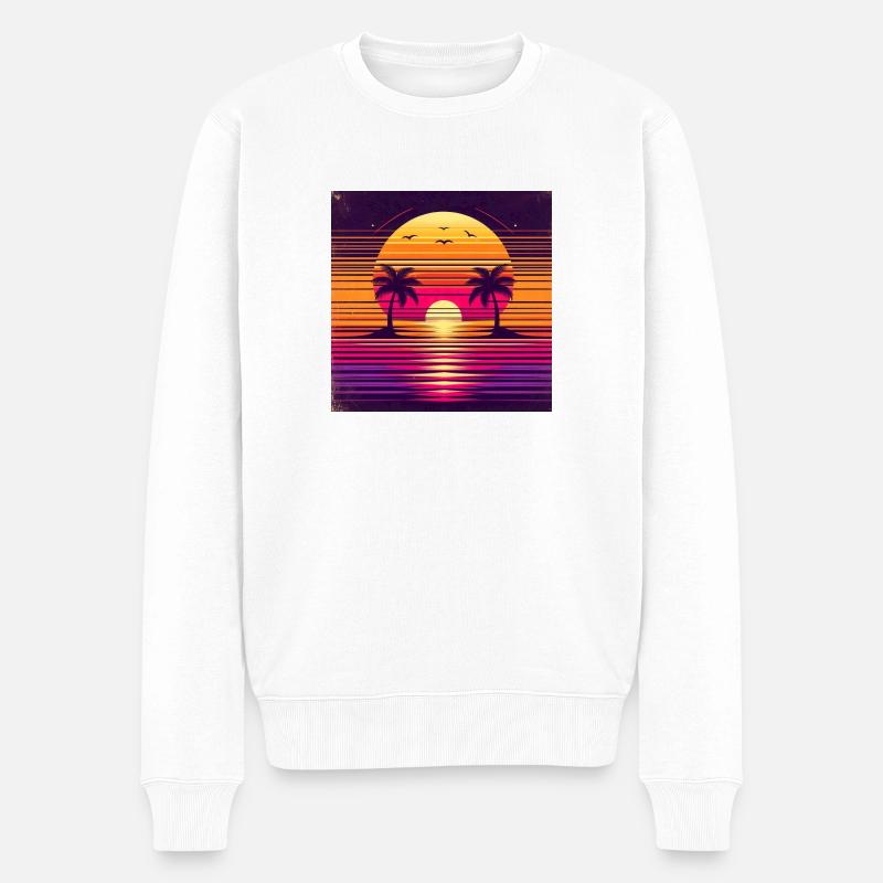 Vibrant Sunset Bliss - Männer Premium Bio Pullover - Weiß