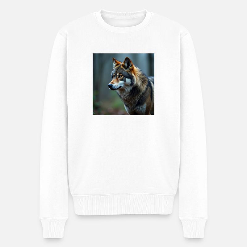 Wolf - Männer Premium Bio Pullover - Weiß