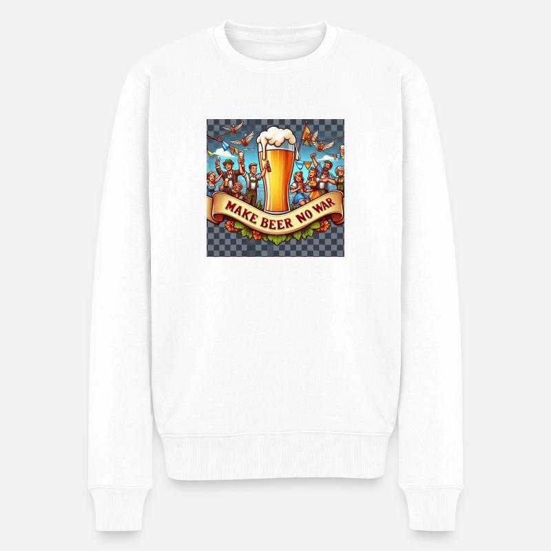 MAKE BEER NO WAR - Männer Premium Bio Pullover - Weiß
