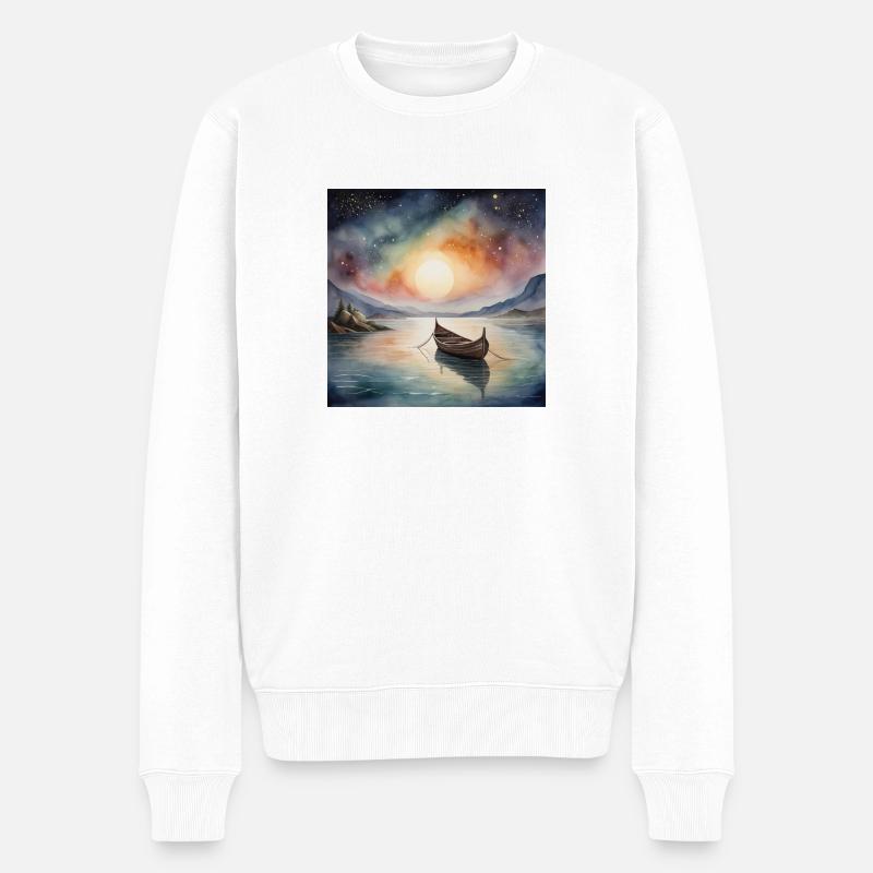Celestial Boat – Un voyage à travers le temps et l’espace - Pull Premium bio Homme - blanc