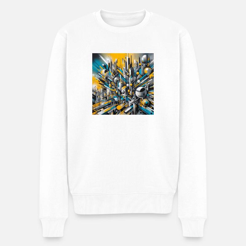 Gelb abstrakt - Männer Premium Bio Pullover - Weiß