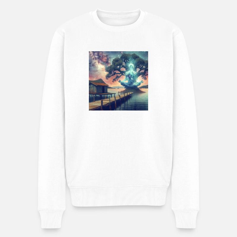 Meditating spirit - Männer Premium Bio Pullover - Weiß