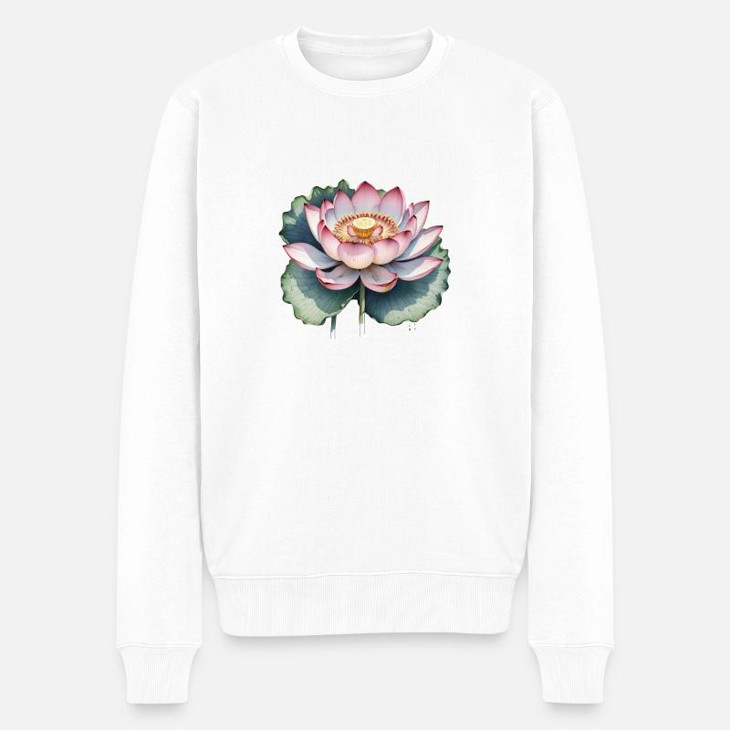 Flower Power - Männer Premium Bio Pullover - Weiß