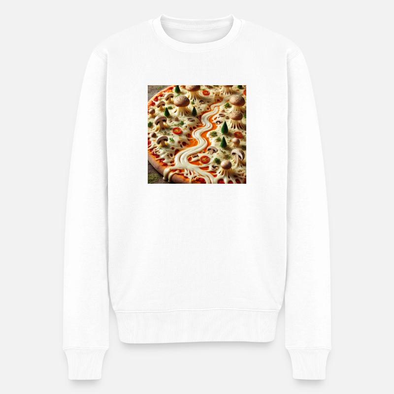 Pizza - Männer Premium Bio Pullover - Weiß