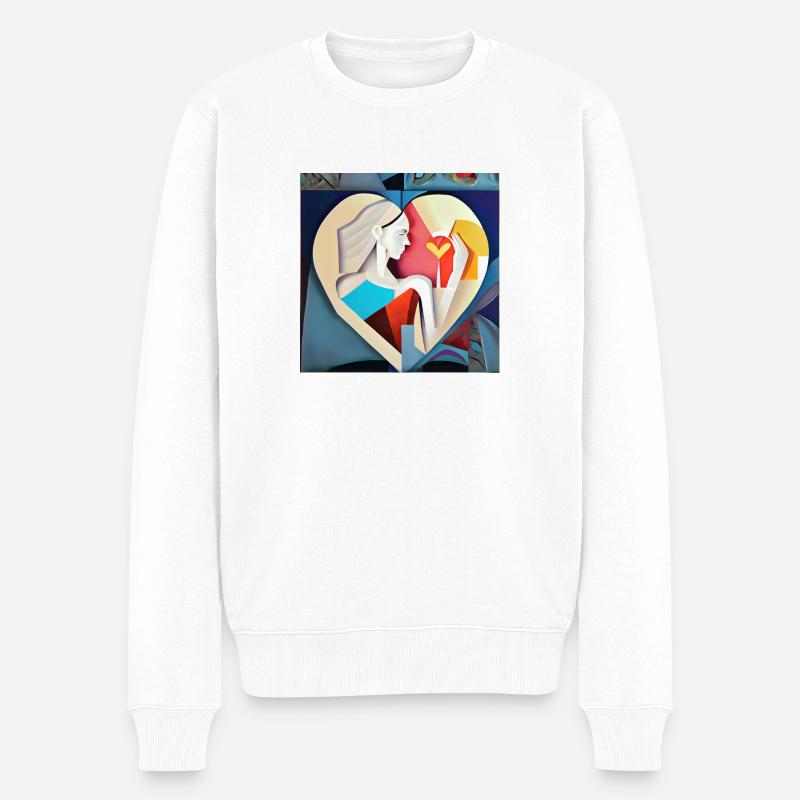 Ein kleines Herz - Männer Premium Bio Pullover - Weiß